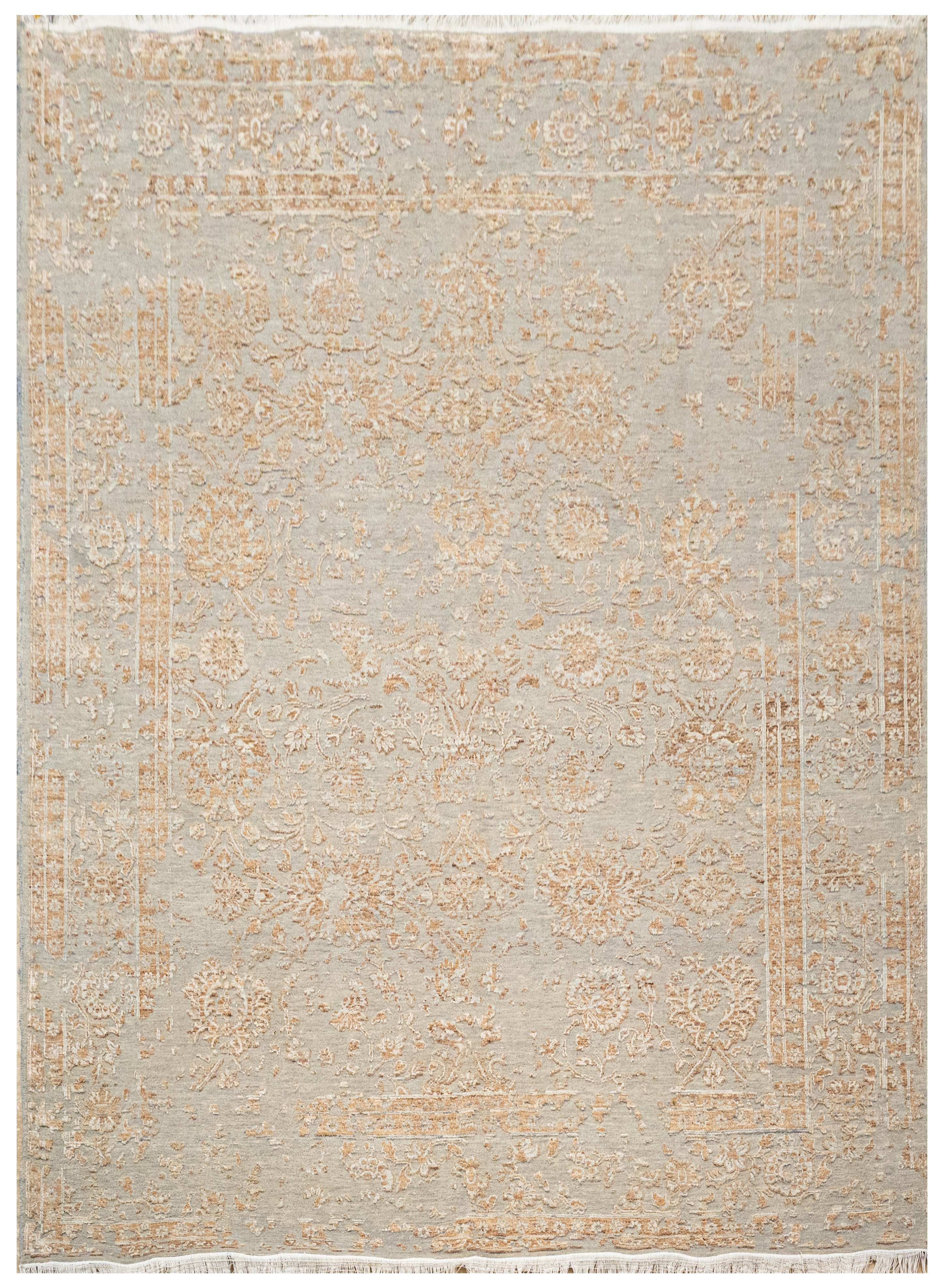 Modern Erased Handknotted Carpet DIA - 0013 M29  Dark Gray & Deer
